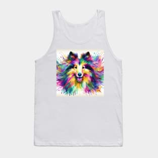 Abstract painting of a Sheltie Dog Tank Top